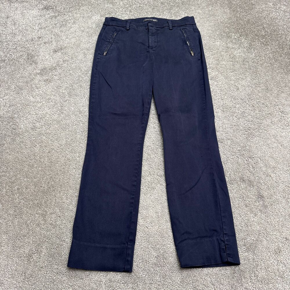 Level 99 Ankle Pants Women 28 Blue Stretch Twill Zip Pockets Slim Fit Mid Rise